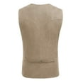 thumbnail image 4 of COOFANDY Men's Suede Leather Suit Vest Casual Western Vest Jacket Slim Fit Cowboy Waistcoat, 4 of 6