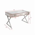 thumbnail image 3 of Pasargad Home Brookline Stainless Steel with Genuine Leather Desk, Brown, 3 of 11