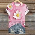 thumbnail image 1 of Liquidation Fatuov T-Shirts Col Rond Grande Taille pour Femmes T-Shirts Graphiques Manches Courtes Été Imprimé Floral Chandail Doux Multicolore, 1 of 5