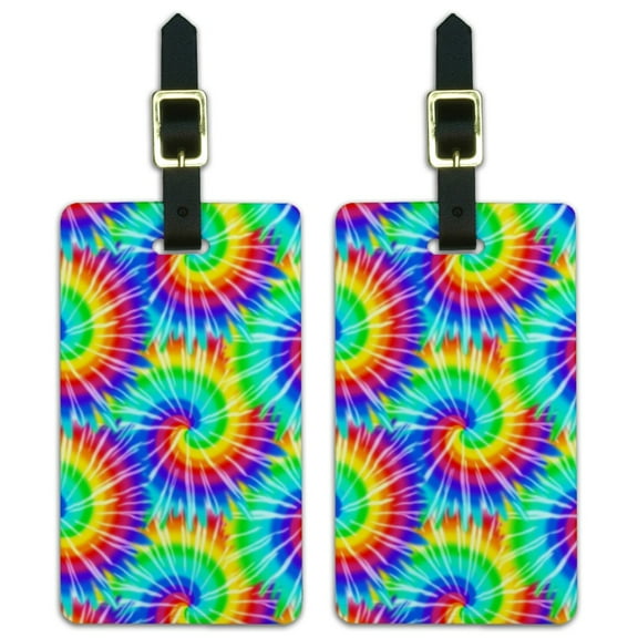 Tie Dye Pattern Luggage ID Tags Suitcase Carry-On Cards - Set of 2