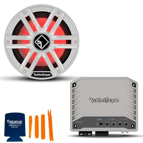 Rockford Fosgate 1 M2D2-10S White Marine Dual 2-Ohm 10" Sub and 1 M2-500X1 Mono Element Ready Amplifier