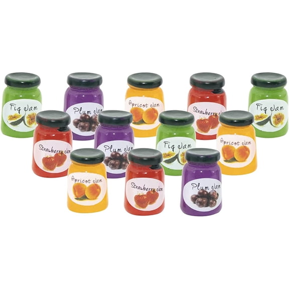 12 Pcs 1:12 Scale Miniature House Food Jam Set Mini House Kitchen Furnitures Decoration Accessories