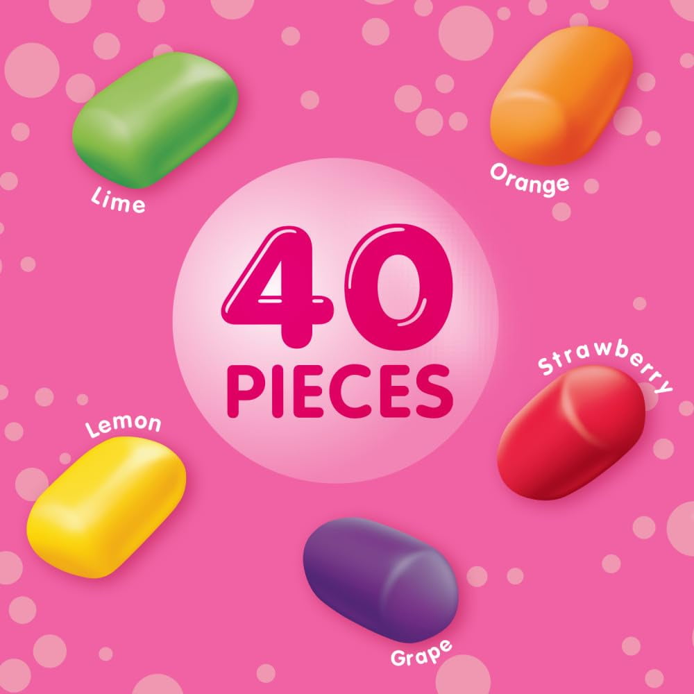 HUBBA BUBBA Minis SKITTLES Flavored Sugar-Free Bubble Gum Packs, Bulk Gum 6-Pack (240 Pieces)
