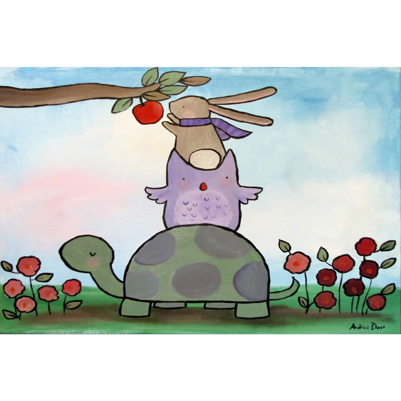 Marmont Hill "Helping Friends" by Andrea Doss Painting Print on Wrapped Canvas