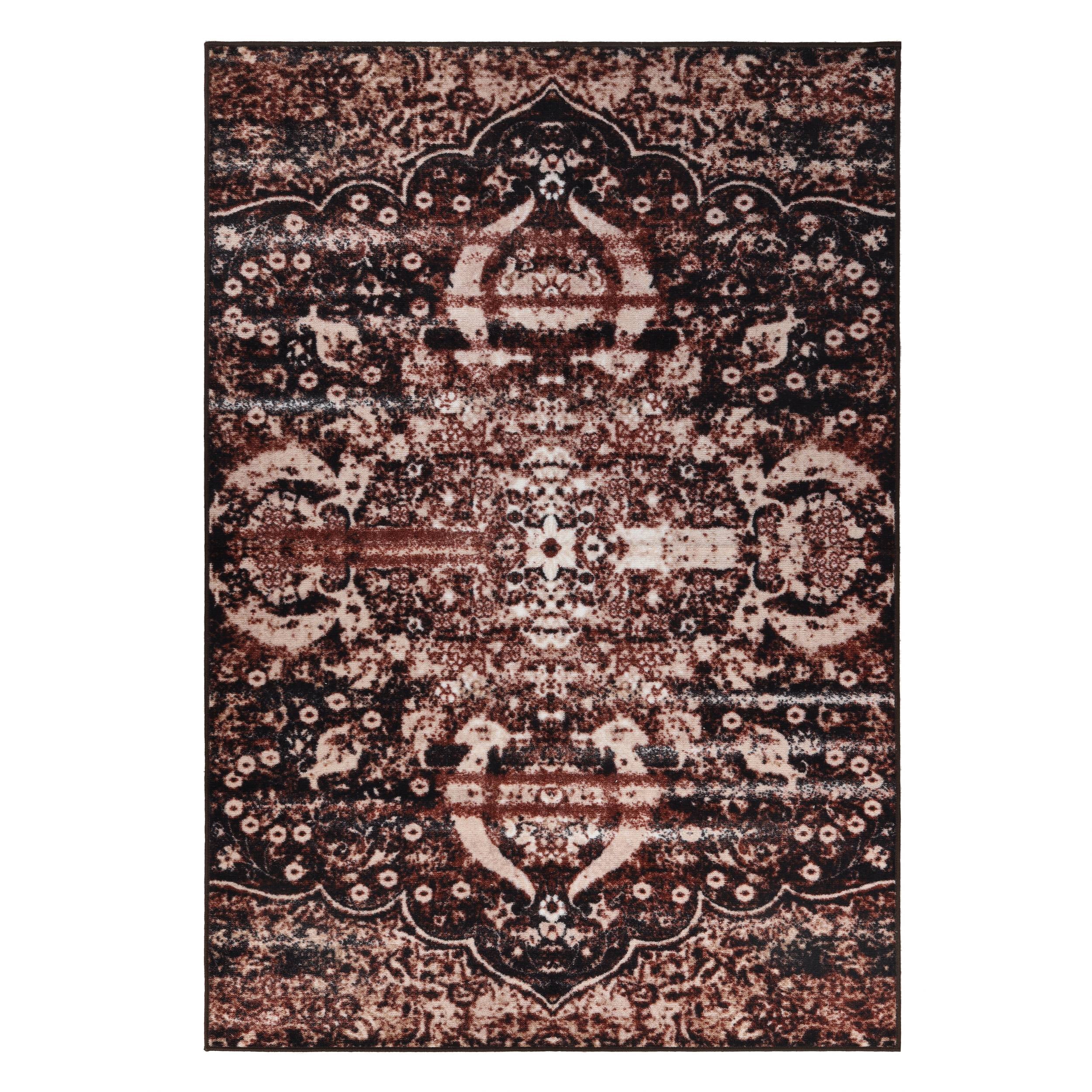 Superior Oswell Medallion Indoor Outdoor Area Rug, 4' x 6', Chocolate