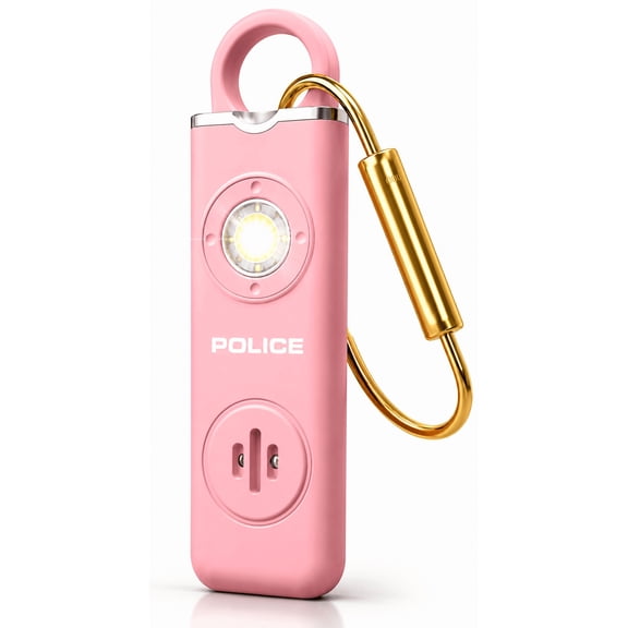 POLICE Personal Safety Alarm Keychain, 130DB Loud Rechargeable Emergency Alarm with LED Flashlight & SOS, Self Defense for Women, Kids, Seniors, Pink