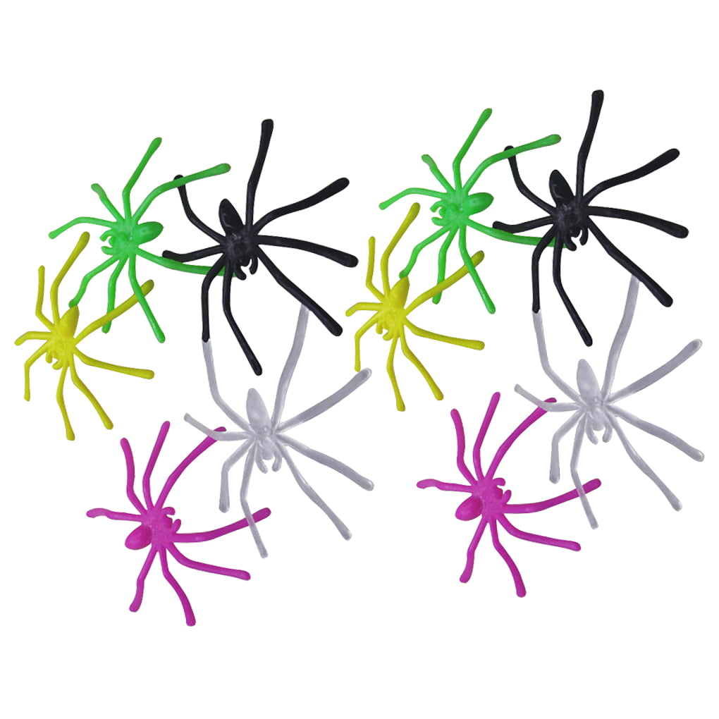 50x Black Plastic Fake Spiders Trick Toys Halloween Funny Joke Props 