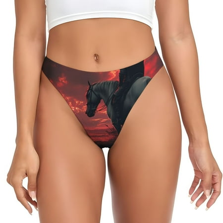 Rateoe Lone Rider Under Red Sky Pattern Seamless Women Underwear Thongs No Show Ladies Thong No Line Breathable Comfortable Panties Undies for Women-Large