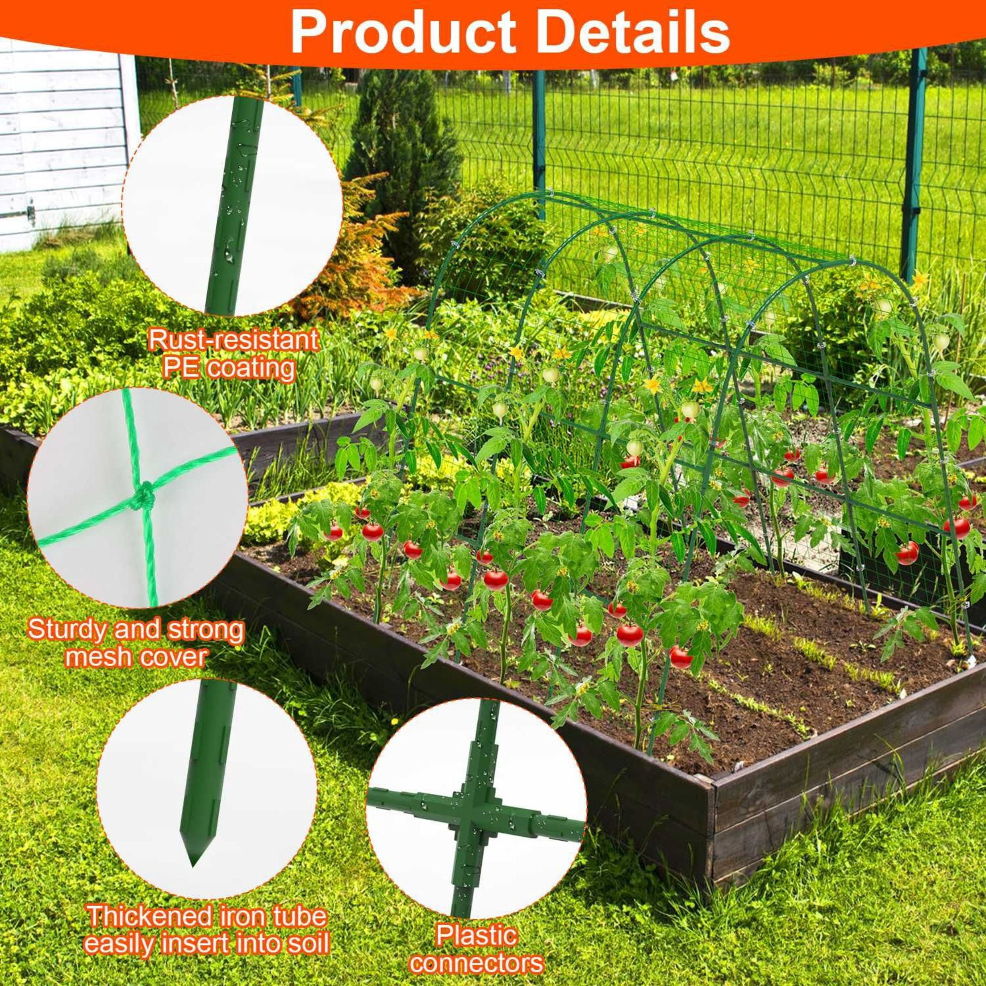 Large U-Shaped Garden Arch Trellis for Climbing Plants - Adjustable 15-45" Width, Metal Cucumber Trellis with Netting