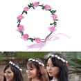 thumbnail image 2 of Rose Floral Wreath Elastic Headband Flower Headpiece Party Headwear Decors For Weddings Travel And Everyday Use, 2 of 20