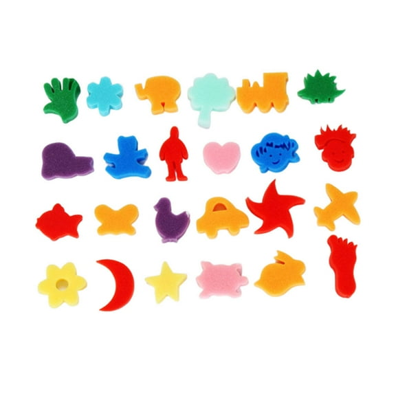 24Pcs DIY Colorful Graffiti Sponges Painting Tools Painting Sponges Animal Shaped Assorted Pattern for Drawing Graffiti(Random Color)