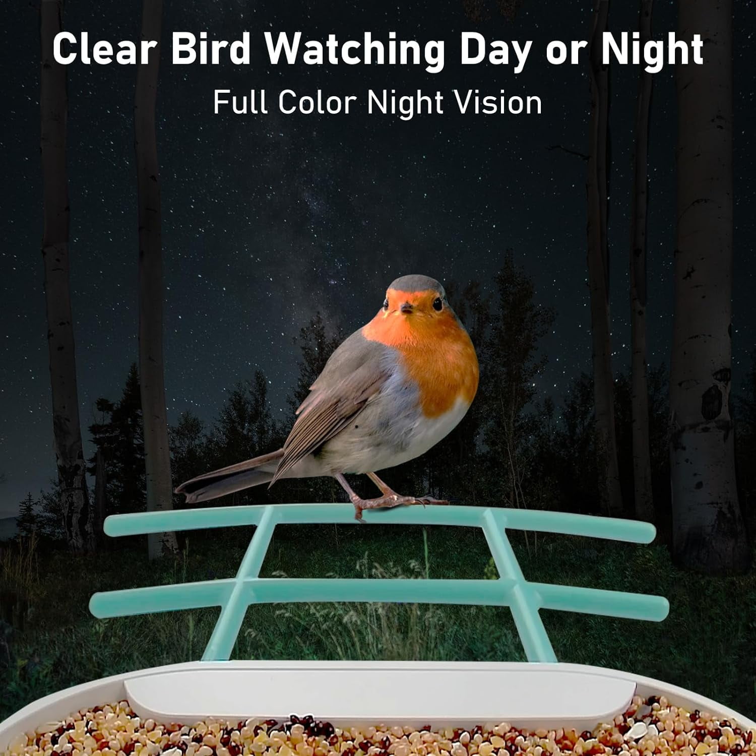 HEAIHYD Smart Bird Feeder Camera with Solar Panel, 1.8L Capacity, Blue