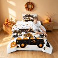 thumbnail image 3 of Homewish Halloween Castle Twin Comforter Sets, Witch Tombstone Pumpkin Bedding Set, Black Orange White, Pumpkin Bat Reversible, 2-Piece 1 Comforter and 1 Pillowcase, 3 of 5