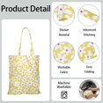 thumbnail image 5 of Vintage Daisy Print Reusable Grocery Tote Bag – Large Canvas Shopping Bag with Boho Floral Watercolor Design, Eco-Friendly & Heavy-Duty Market Tote for Women, Farmers Market, Beach, Spring & Summer, 5 of 5