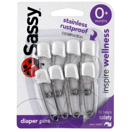 Sassy Locking Diaper Pins, 8 Pack