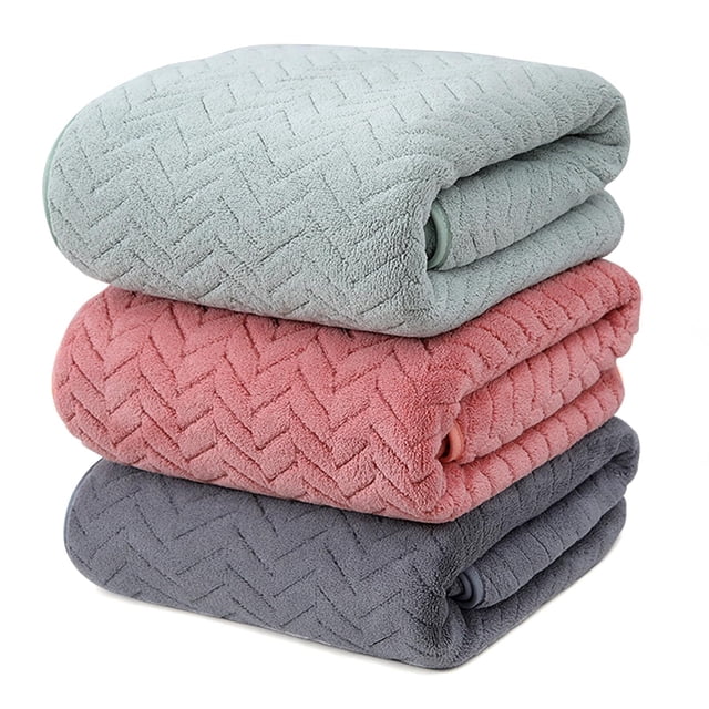 Toallas de Baño 3Packs Ultra Suaves Juego De Toallas Absorbentes de Gran Tamaño, Toalla de Microfibra de Secado Rápido para Baño, Hotel, Hogar, Piscina(Rojo + Verde + Gris Oscuro)