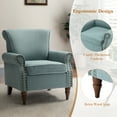thumbnail image 5 of Upholstered Armchair, Tina's Home Accent Chair Nailhead Trim Wood Leg Living Room Bedroom Blue, 5 of 7