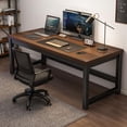 thumbnail image 1 of 47" Heavy Duty Home Office Computer Desk with 40mm Panel Metal Frame Writing Study Work Table PC Laptop Desk Easy Assembly(40in(100cm), Black Oak), 1 of 8