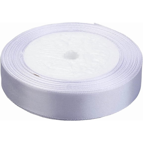 1 Roll 3/4 Inch Satin Ribbon White Fabric Ribbons Craft Ribbons Embellish Decorative Ribbons for Crafts Wedding Decor Floral Bouquet Making Sewing Gift Package Wrapping 25 Yards for DIY