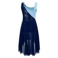 thumbnail image 2 of Yartina Girls Sequins Lyrical Modern Contemporary Dance Costume Ballet Leotard Dress Irregular Tulle Navy Blue 8, 2 of 5