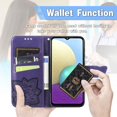 thumbnail image 4 of Wallet Case for Xiaomi Redmi Note 10 4G(Not 5G) with 3D Butterfly Embossing Slim Flip PU Leather Magnetic Closure Credit Card Slots Holder Cover for Redmi Note 10S HZD Rhinestone De Purple, 4 of 14