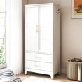 thumbnail image 5 of Ciphrias 71 Inch White Metal Wardrobe with 2 Doors and Drawers for Bedroom, 5 of 9