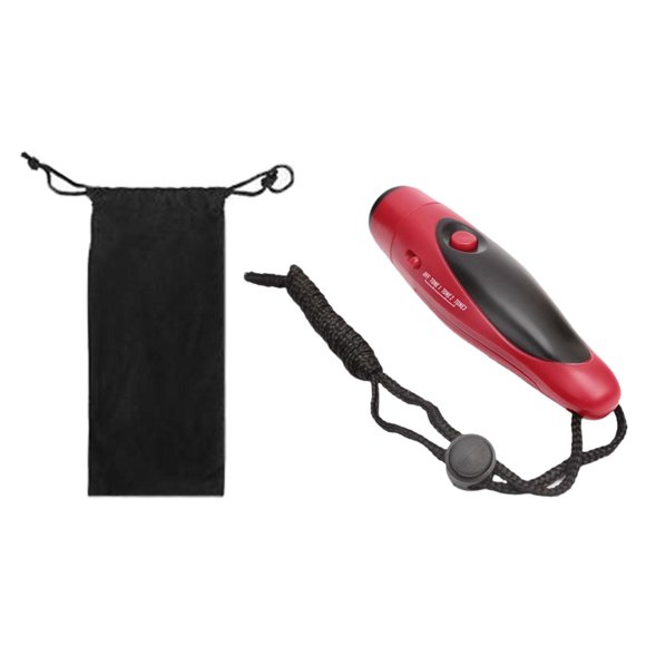 Silbato eléctrico, silbato deportivo, 3 tonos, de mano con cordón, alto volumen, Rojo