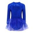 thumbnail image 6 of TSSOE Kids Girls Magician Outfit Long Sleeve Sequin Bodysuit Tulle Skirted Dress Jazz Dance Outfit With Hat Royal Blue 8, 6 of 7