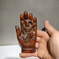 thumbnail image 3 of vintage chinese wooden carving Wuzhi Mountain monkey Meditate understand decor, 3 of 4