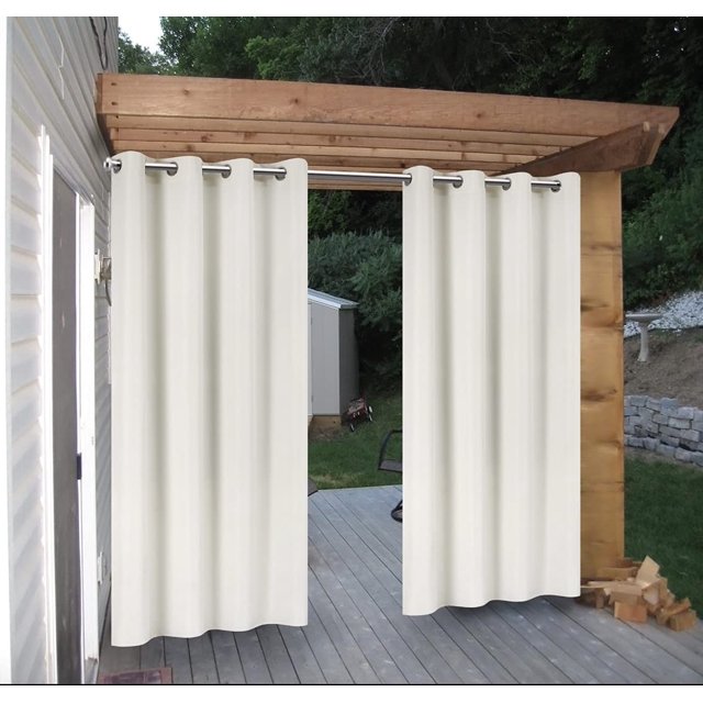 Cross Land Rideau Extérieur Imperméable pour patio,Jardin,Balcon, Antirouille à Oeillets - Rideau/drape à Oeillets Isolé Thermiquement Intérieur Extérieur,L54"TG96 Pouces,Poire Blanc,1 Panneau