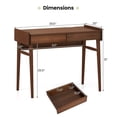 thumbnail image 3 of Costway Bamboo Writing Desk 39.5" Computer Study Desk with 2 Storage Drawers & Open Shelf, 3 of 10