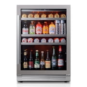 Ca'Lefort 24 Inch Beverage Refrigerator,180 Cans Beverage Cooler with Stainless Steel Glass Door for Home, Bar, Office