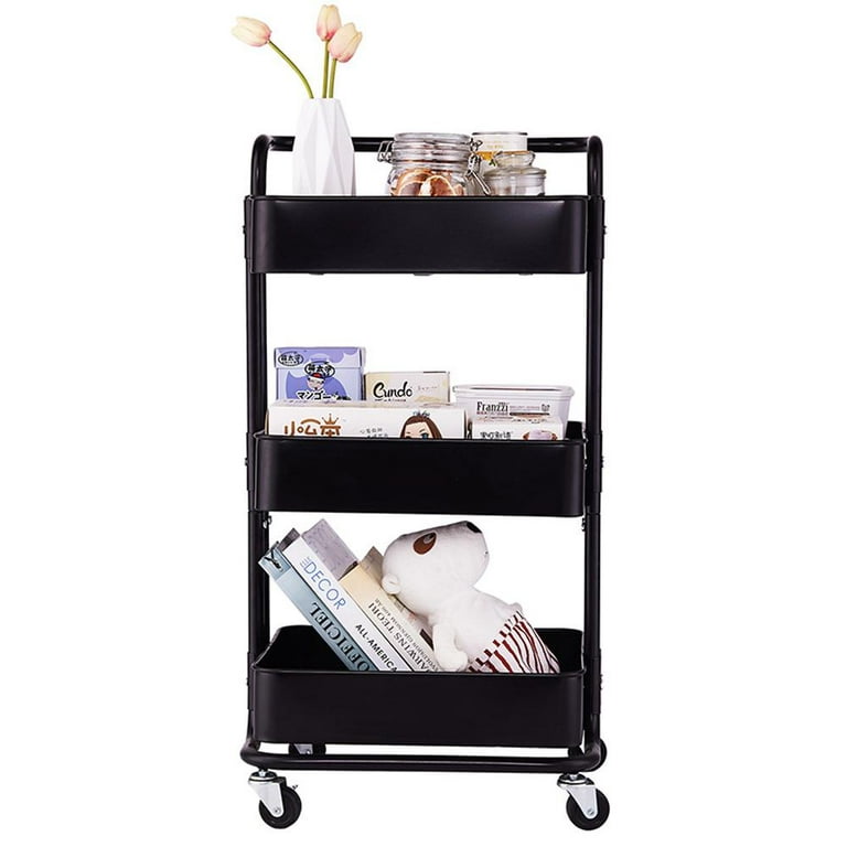 3-Tier Rolling Utility Cart with Roller Wheels Makeup Cart with Handle  Mobile Storage Organizer - Bar Carts & Serving Carts - West Newbury,  Massachusetts, Facebook Marketplace