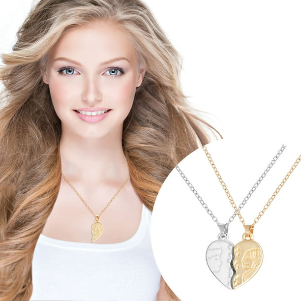 Japceit Magnetic Attracting Necklace Angel Friendship Couple Stitching Magnetic Love Necklace