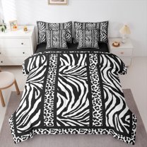 Homewish Cheetah Zebra Print 7-Piece Bedding Comforter Set for Boys Girls,Animal Print King Bedding Sets,Geometric Stripes Lines Ultra Soft Bed Sheets,Super Cozy Room Decor,Reversible