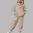 thumbnail image 6 of XAOFW Kids 6 7 Outfits Girls Fashion Long Sleeve Hoodie Jogger Cute Number Printed Pullover Tracksuit Soft Breathable Party Night Sets, 6 of 7