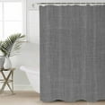 thumbnail image 4 of Dark Grey Linen Shower Curtain Set ，Waterproof Fabric Shower Curtains Farmhouse Pure Color Country Farm Shower Curtains for Bathroom,Bathroom Decor 48"x72", 4 of 7
