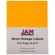 JAM Paper Full Page Labels Stickers, 8 1/2 x 11, Neon Orange, 10 per Pack