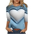thumbnail image 2 of Jusqu'à -50%! Aqestyerly T-Shirt Imprimé Loose Mode pour Femmes Manches 3/4 Blouse Col Rond Tops Décontractés, 2 of 5