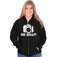 thumbnail image 3 of Oh Snap Shot Photography Photographer Unisex Fleece Graphic Zip Up Hoodie Brisco Brands 2X, 3 of 5