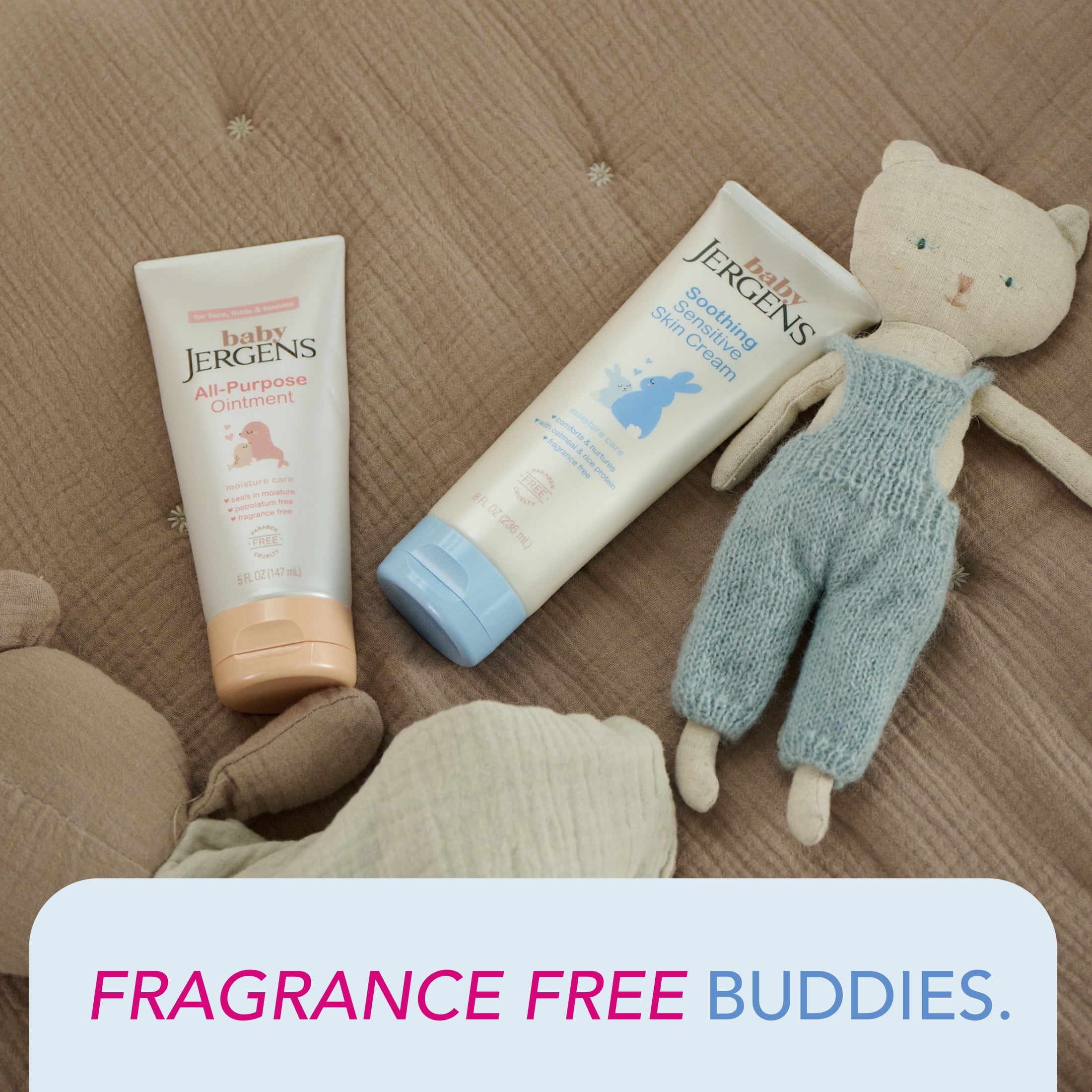 (2 pack) Baby Jergens Soothing Sensitive Skin Cream, Newborn Dry Skin, Fragrance-Free, 8 fl oz