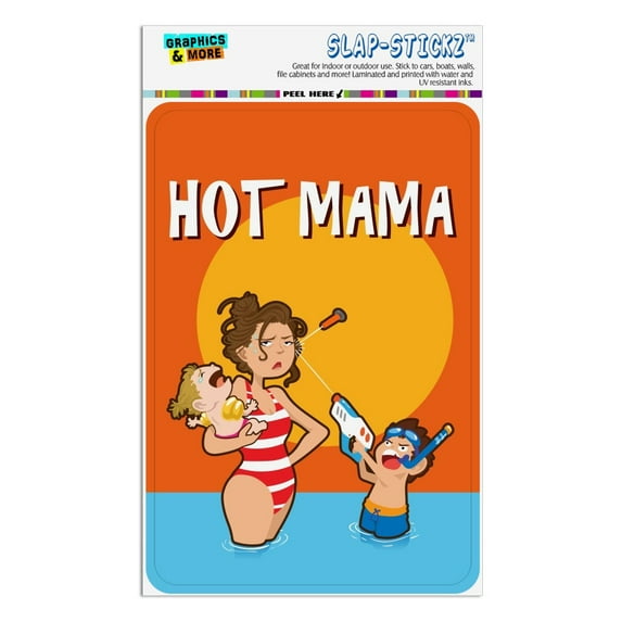 Hot Mama Mother with Kids at the Beach Pool Home Business Office Sign