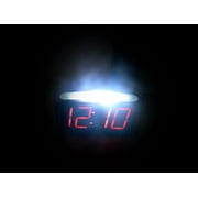 Travelwey Digital Alarm Clock - Outlet Powered, No Frills Simple Operation, Large Night Light, Alarm, Snooze, Full Range Brightness Dimmer, Big Red LED Digit Display, Black