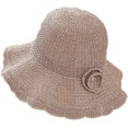 thumbnail image 6 of CoCopeaunts Women Bucket Hat Hollow Out Solid Color Bucket Cap Collapsible Dome Basin Hat with Flower Hatband Ruffled Brim, 6 of 8