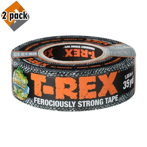 T-Rex Ferociously Strong Duct Tape, 1.88 in. x 35 yd, 1 Roll, Dark Gunmetal Gray 240998, 35 Yards - 2 Pack
