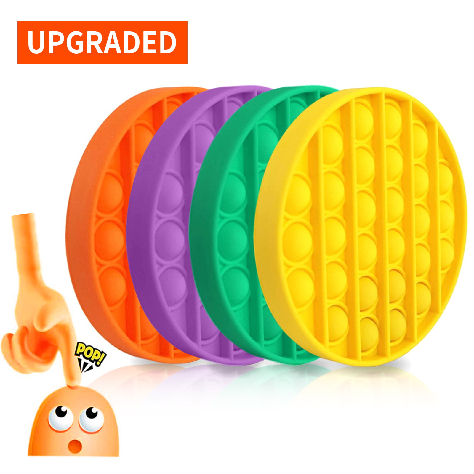 4PCS Push Popop Bubble Fidget Toy,Popping Game,Poke Pop Toys for Needs Stress/Anxiety Relief,Silicone Squeeze Anti-Anxiety Tools for Kids and Adults