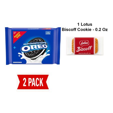 Oreo Chocolate Sandwich Cookies, Party Size, 24.16 Oz - Pack Of 2 & Lotus Biscoff Cookie - 0.2 Oz - 1 ct