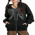 thumbnail image 1 of Men Women Zip Hoodies Skeleton Long Sleeve Over Face Sweatshirts, 1 of 9