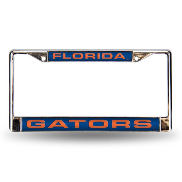 NCAA Rico Industries Florida Gators Blue Chrome Laser License Frame 12" x 6" Laser Cut Chrome Frame - Car/Truck/SUV Automobile Accessory