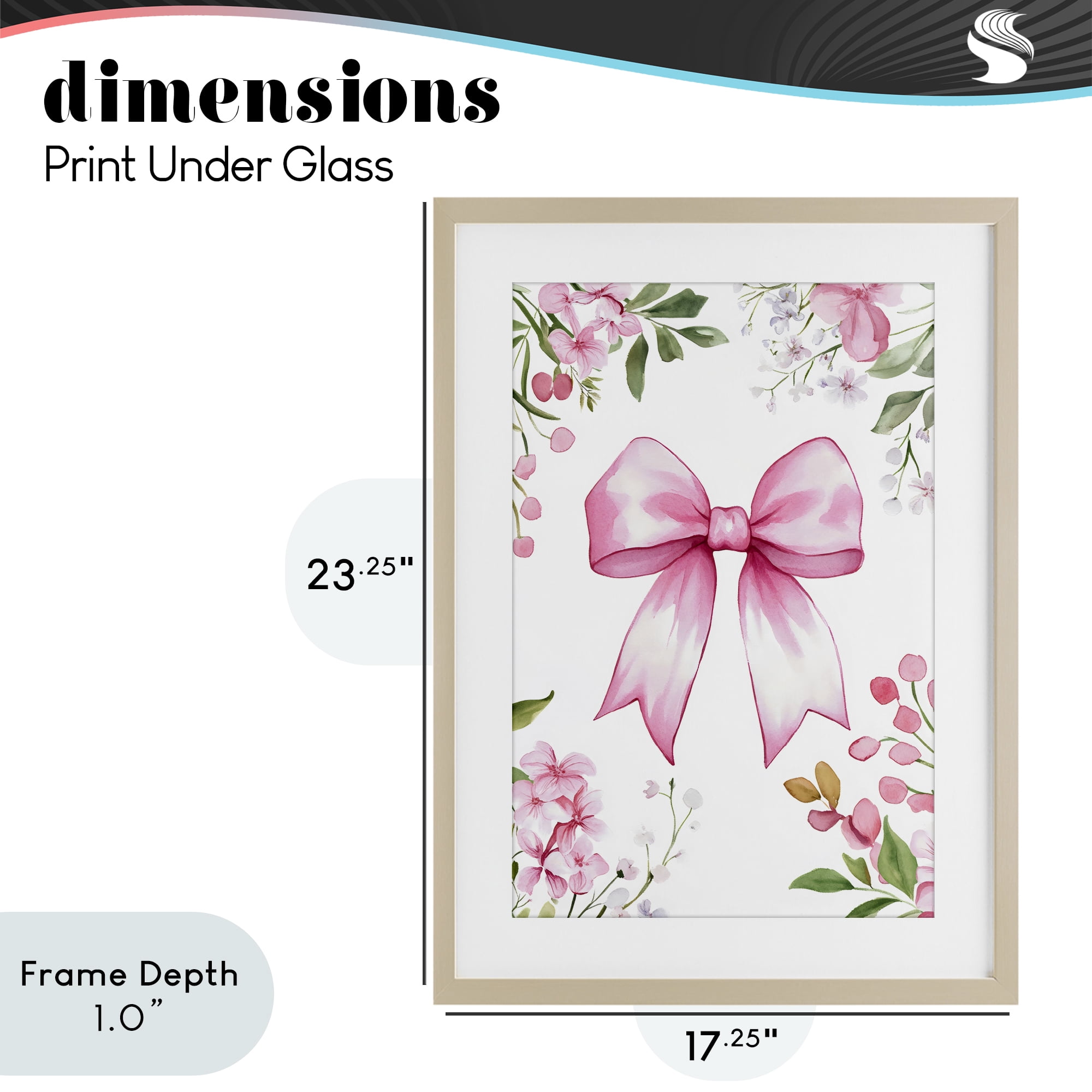 Stupell Industries Whimsical Floral Bow Pink Birch Framed Print Under Glass, design by Creative Studio